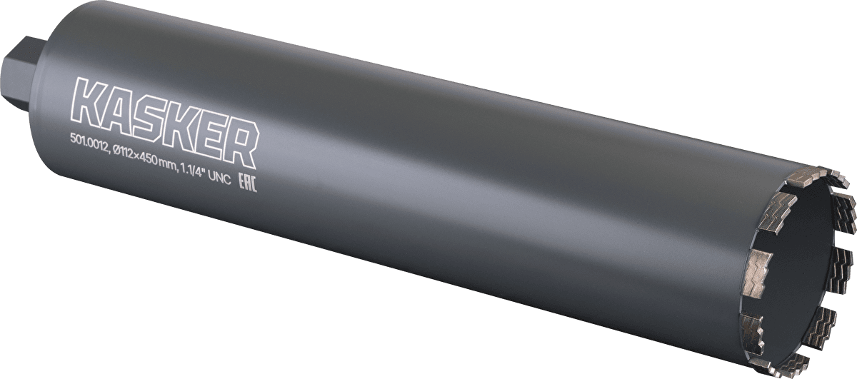 Коронка алмазная Kasker 112х450 мм, 1.1/4" UNC, 10 сегментов - изображение 1