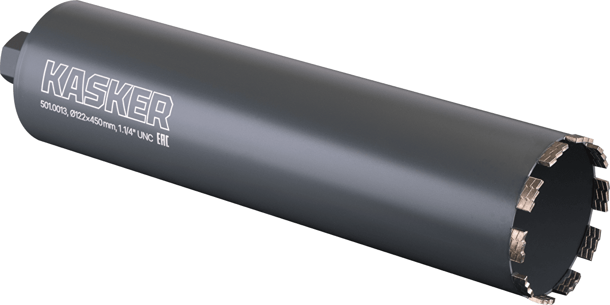 Коронка алмазная Kasker 122х450 мм, 1.1/4" UNC, 10 сегментов - изображение 1