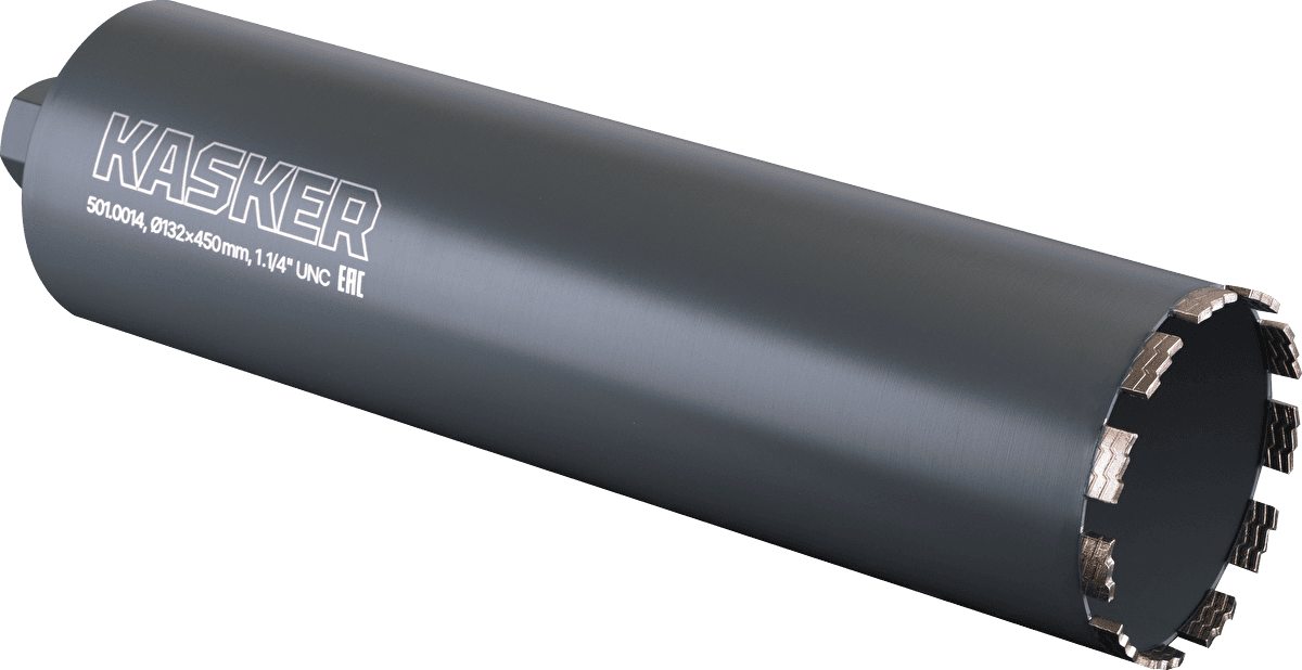 Коронка алмазная Kasker 132х450 мм, 1.1/4" UNC, 11 сегментов - изображение 1